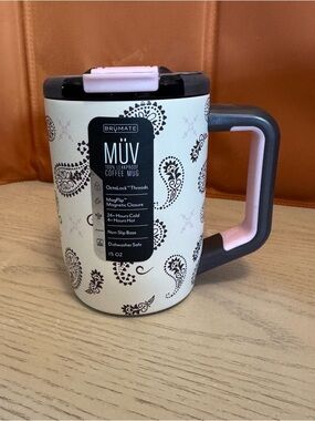 BrüMate MÜV Leakproof Coffee Mug - Paisley White with Pink Accents